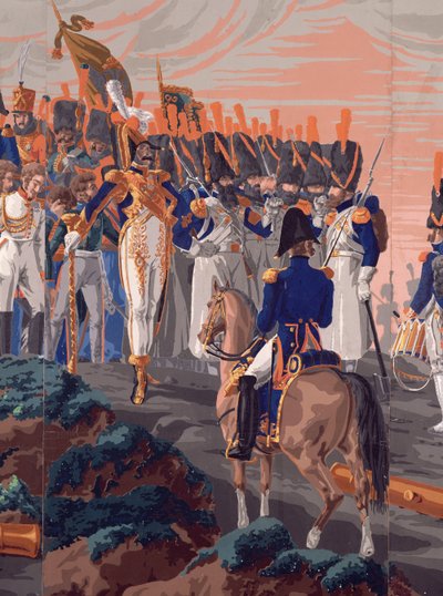 The Battle of Austerlitz, Panoramic Wallpaper Design (detail) by French School
